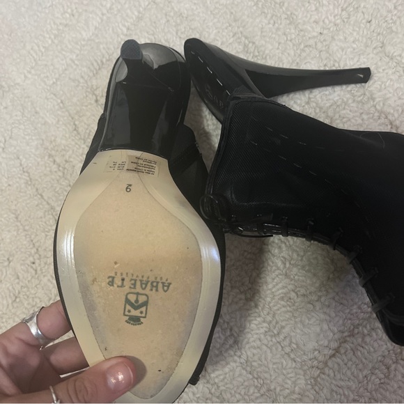 new black mesh lace up Sexy open toe heel shoes dressy 9 Event Pretty - Picture 6 of 8